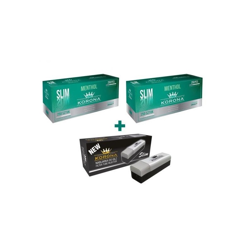 Pachet 500 tuburi Korona Slim Menthol si aparat de injectat