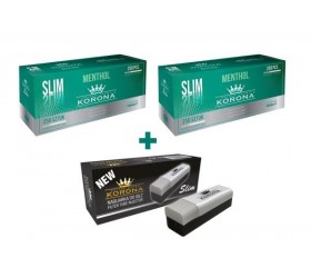 Pachet 500 tuburi Korona Slim Menthol si aparat de injectat