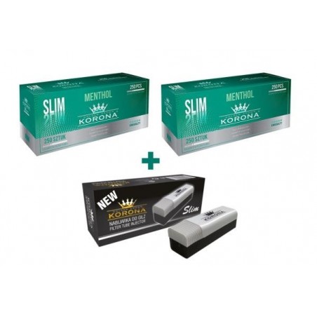 Pachet 500 tuburi Korona Slim Menthol si aparat de injectat