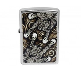 Bricheta Zippo 28869 Skull Scroll Hand
