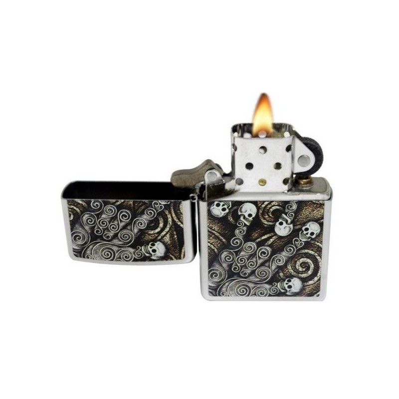 Bricheta Zippo 28869 Skull Scroll Hand