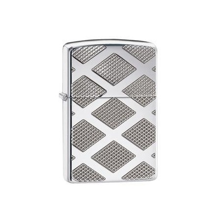 Bricheta Zippo Armor Carved Chrome Diamonds