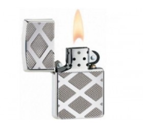 Bricheta Zippo Armor Carved Chrome Diamonds