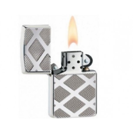Bricheta Zippo Armor Carved Chrome Diamonds