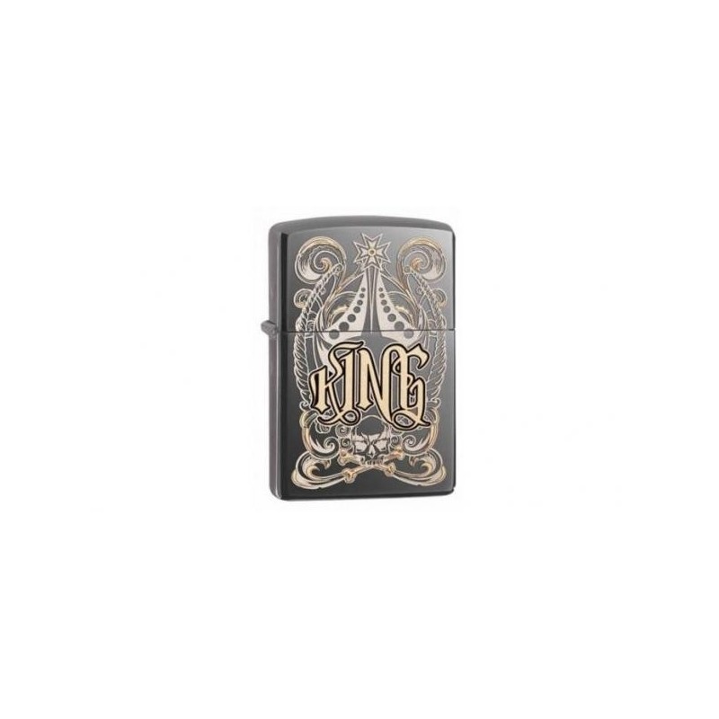 Bricheta Zippo Engraved King Black Ice