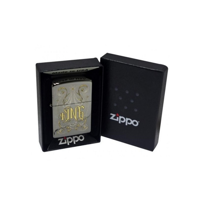 Bricheta Zippo Engraved King Black Ice