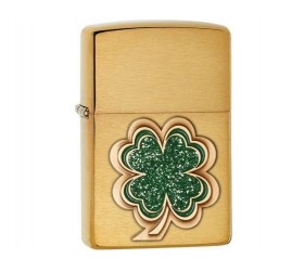 Bricheta Zippo Shamrock Emblem Brushed Brass