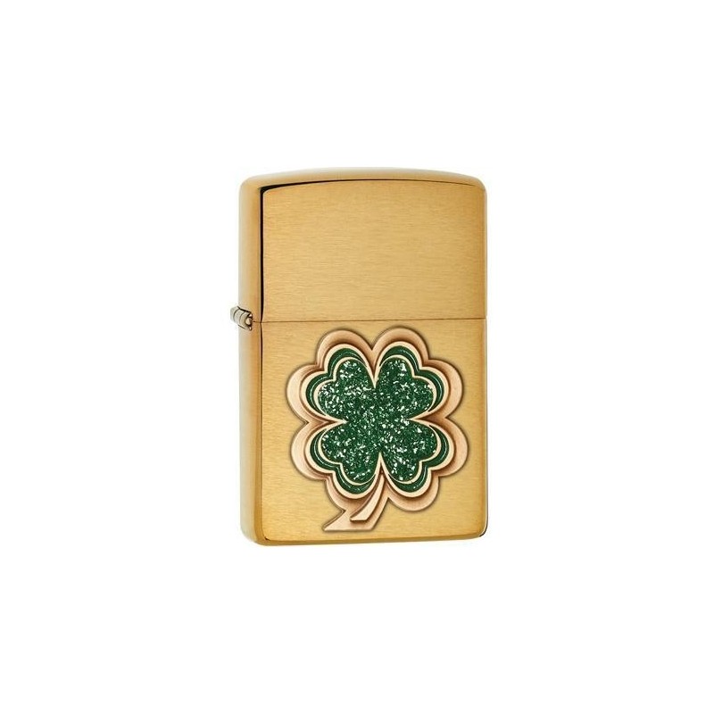 Bricheta Zippo Shamrock Emblem Brushed Brass