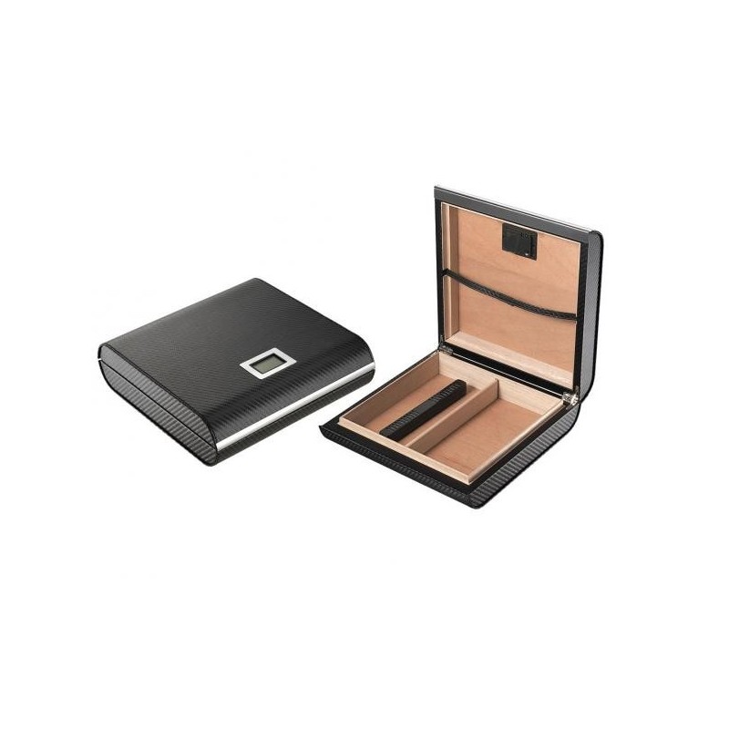 Humidor de calatorie Black Leather Carbon 20