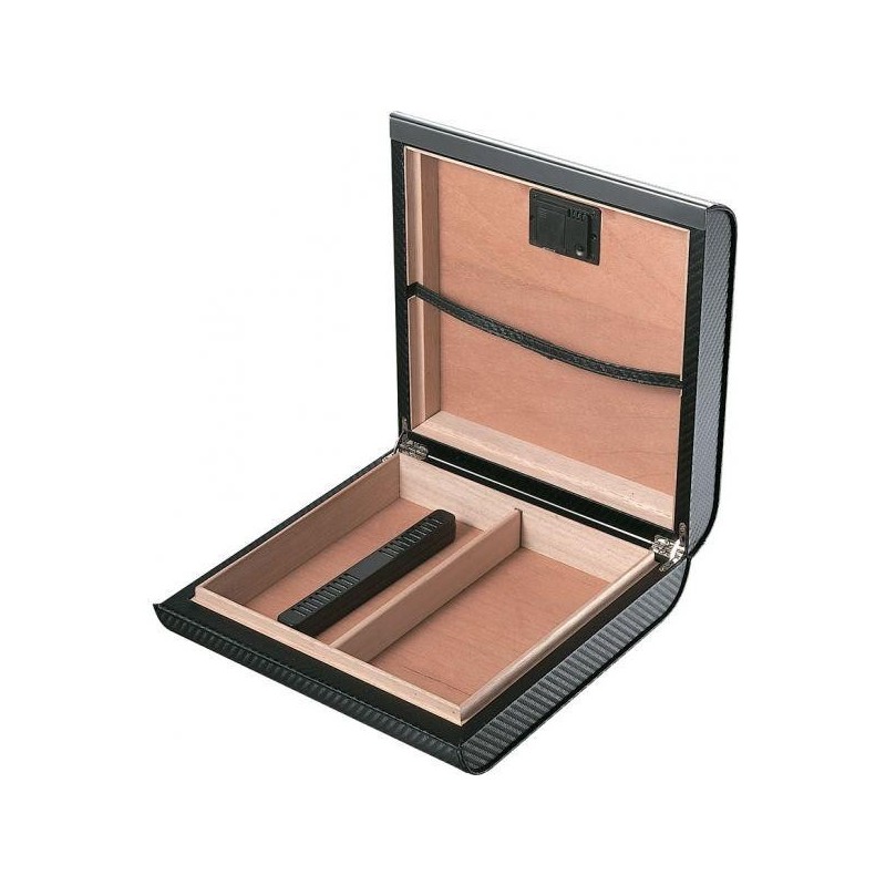 Humidor de calatorie Black Leather Carbon 20