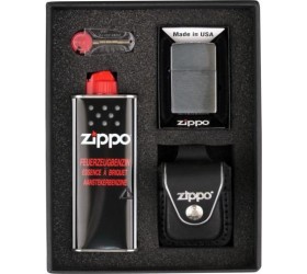 Set Bricheta Zippo Chrome Brushed Black
