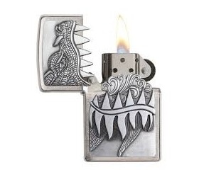 Bricheta Zippo 28969 Fire Breathing Dragon Brushed Chrome