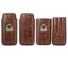 Etui si cutit trabucuri Andreas Croco Brown