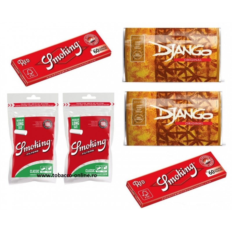 Tutungerie tutun de rulat Pachet RYO Smoking Regular Long Django Original