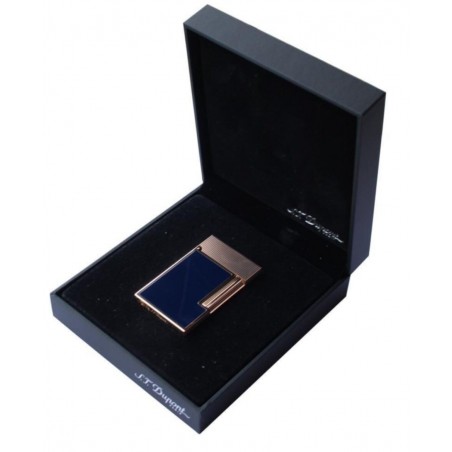 Bricheta St Dupont Ligne 2 Diamond Head Pattern Rose Gold and Blue Laquer 16604