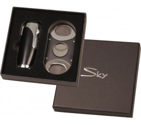 Set accesorii trabucuri bricheta si cutit Sky 238359
