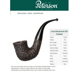 Pipa Peterson Aran Rusticated (05) Fishtail 9mm