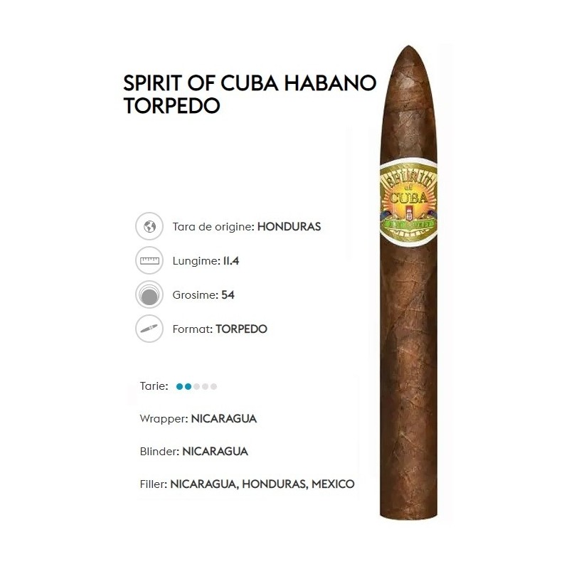 Trabucuri Alec Bradley Spirit of Cuba Habano Torpedo 20