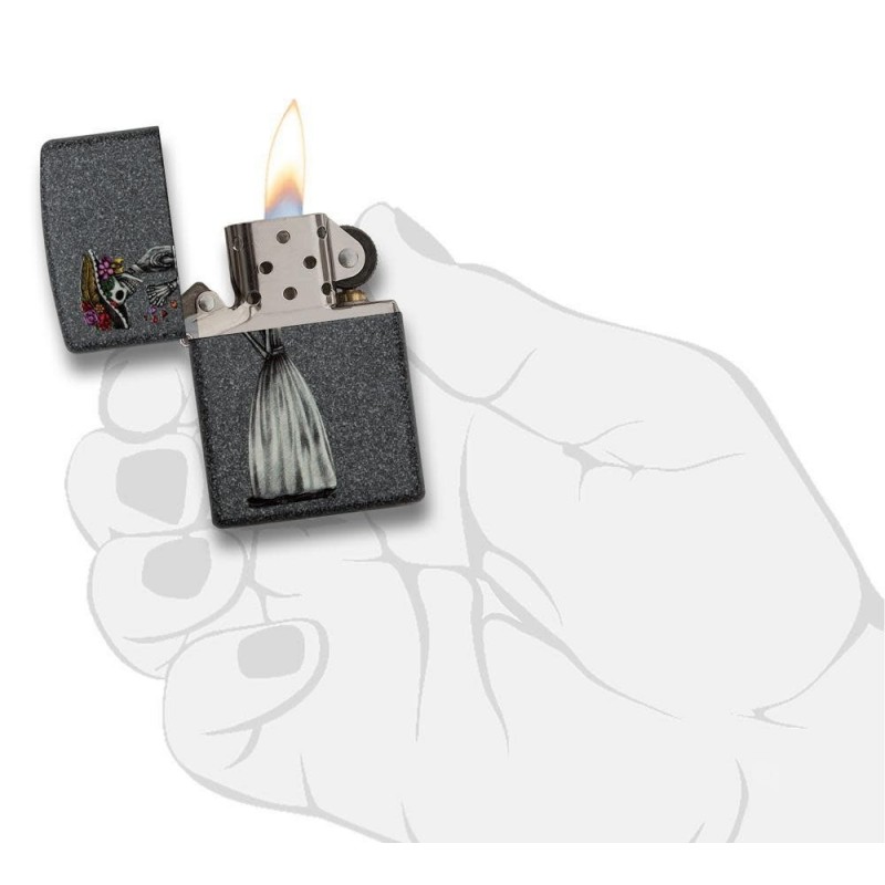 Set Zippo 28987 Iron Stone Couple Day Of Dead Skulls