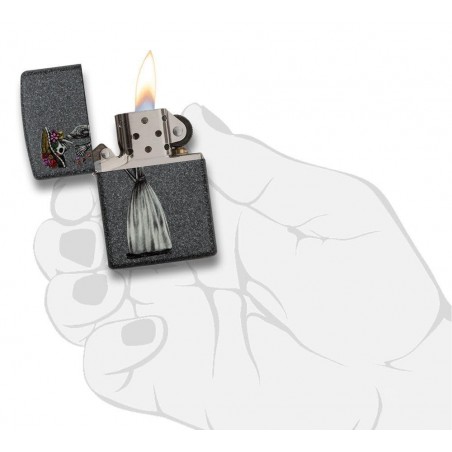 Set Zippo 28987 Iron Stone Couple Day Of Dead Skulls