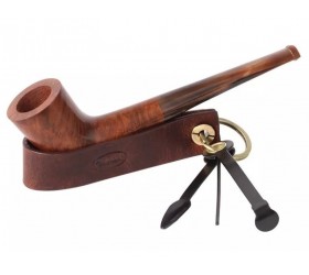 Suport piele pipa si companion metal Chacom Retro Brown