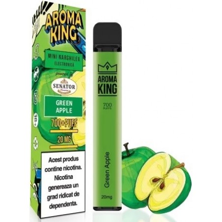 Mini narghilea electronica de unica folosinta Aroma KING Green Apple (700 pufuri) 20 mg