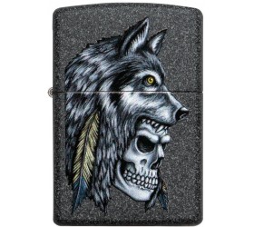 Bricheta Zippo Wolf Skull Feather Design 29863