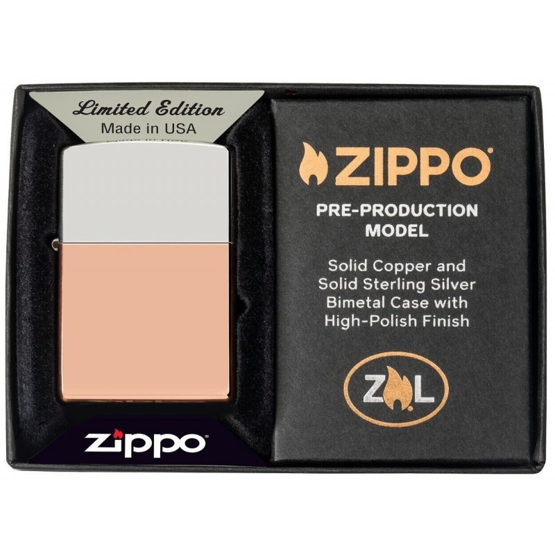 Bricheta Zippo Bimetal Case Lighter - Sterling Silver Lid 48694