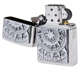 Bricheta Zippo 2005350 Brushed Chrome Compass Emblem
