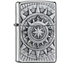 Bricheta Zippo 2005350 Brushed Chrome Compass Emblem