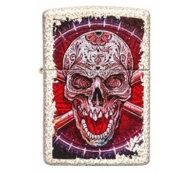 Bricheta Zippo Sugar Skull Crossbones Mercury Glass 49410