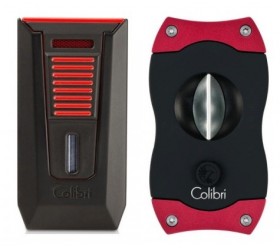 Set bricheta si cutit trabucuri Colibri Black RED