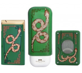 Set accesorii trabucuri Elie Bleu Snake bricheta cutit si etui
