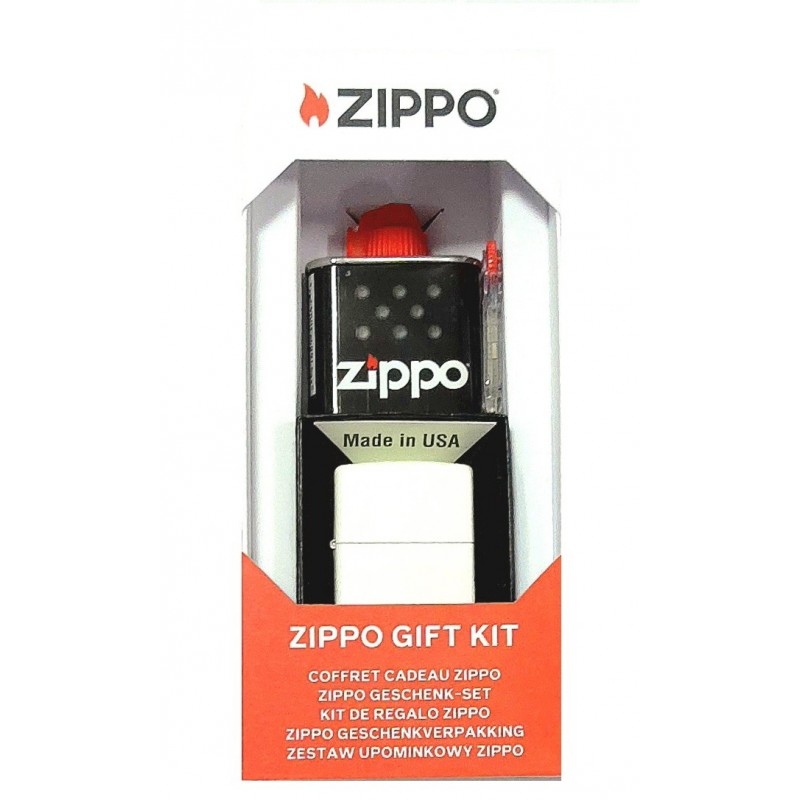 Set cadou bricheta Zippo White benzina si pietre