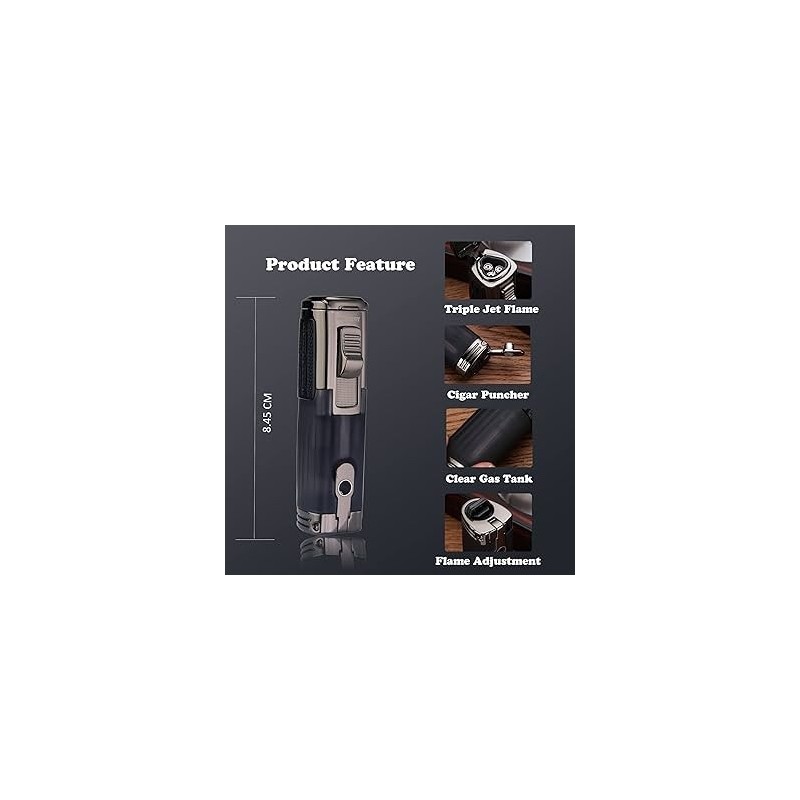 Bricheta Honest Triple Jet Flame Black with Cigar Punch