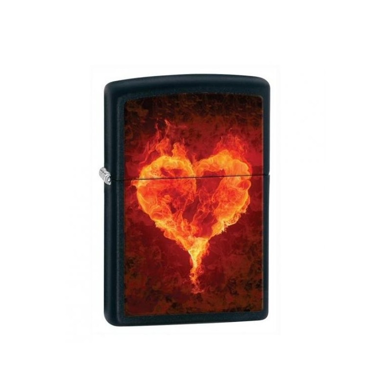 Bricheta Zippo Flaming Heart Black Matte
