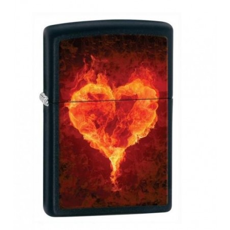 Bricheta Zippo Flaming Heart Black Matte