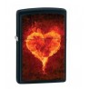 Bricheta Zippo Flaming Heart Black Matte