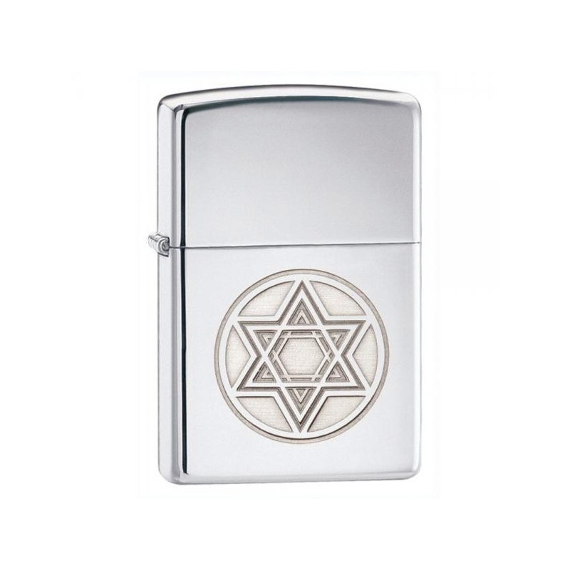 Bricheta Zippo Star of David High Polish Chrome