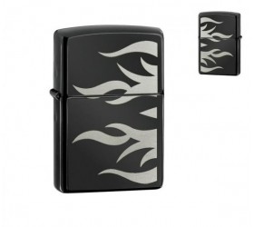 Bricheta Zippo Edged Flames Ebony
