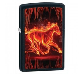 Bricheta Zippo Horse Flaming Black Matte
