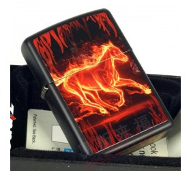 Bricheta Zippo Horse Flaming Black Matte