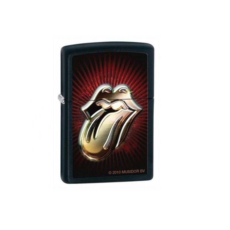 Bricheta Zippo Rolling Stones Tongue Burst Black Matte