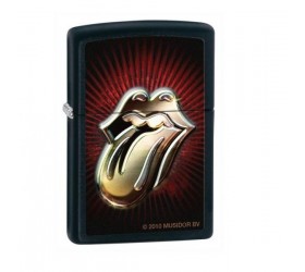Bricheta Zippo Rolling Stones Tongue Burst Black Matte